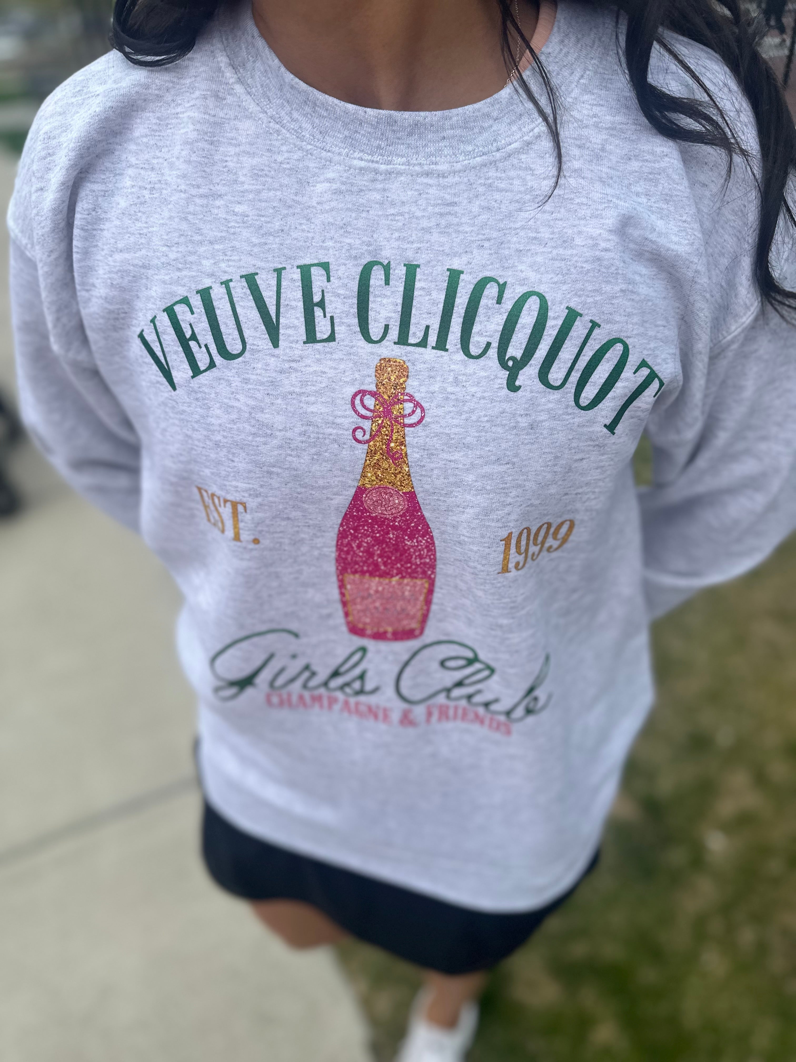 Vueve Clicquot Sweatshirt (Pink & Green) | Tennis Sweatshirt | Country Club | Tennis offers Club | Preppy Crewneck | Hamptons