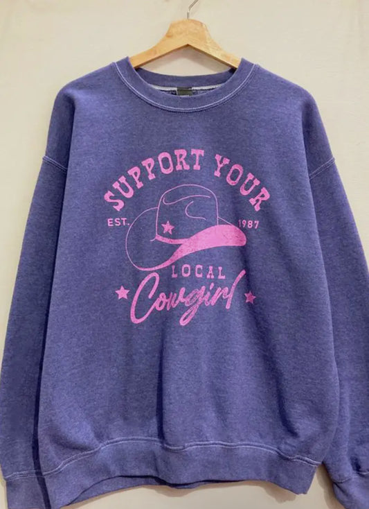 “Support Your Local Cowgirl” Oversized Sweatshirt